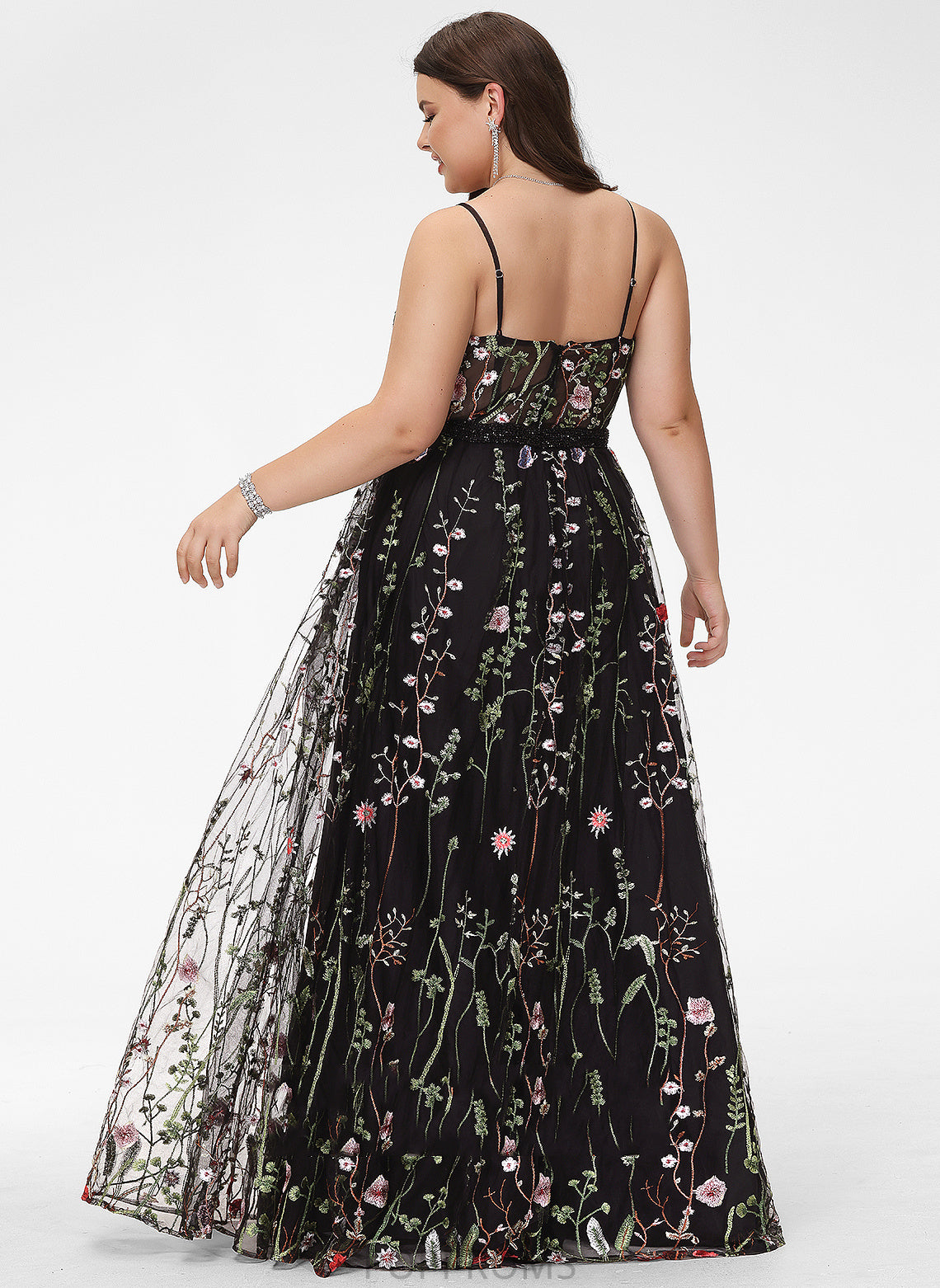 V-neck Prom Dresses With Beading Lace Floor-Length A-Line Lilah