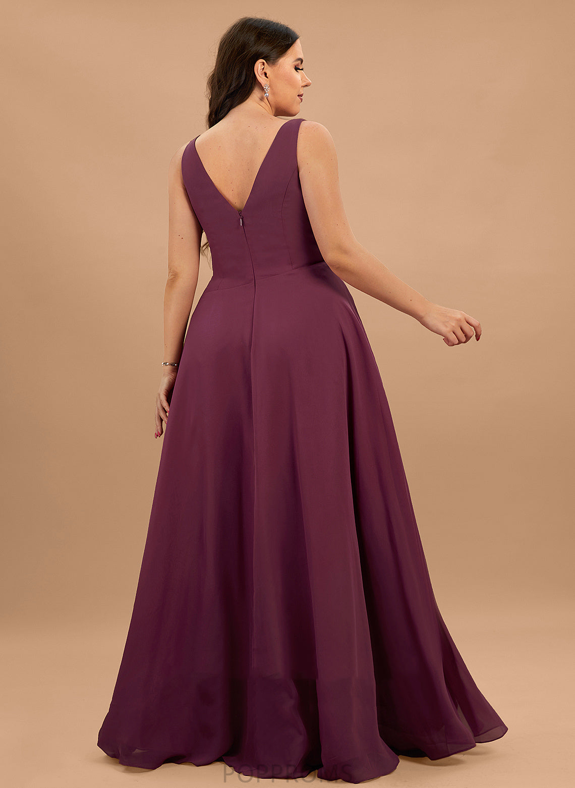 V-neck SplitFront Fabric Floor-Length Neckline Length A-Line Silhouette Embellishment Allie Scoop A-Line/Princess Bridesmaid Dresses