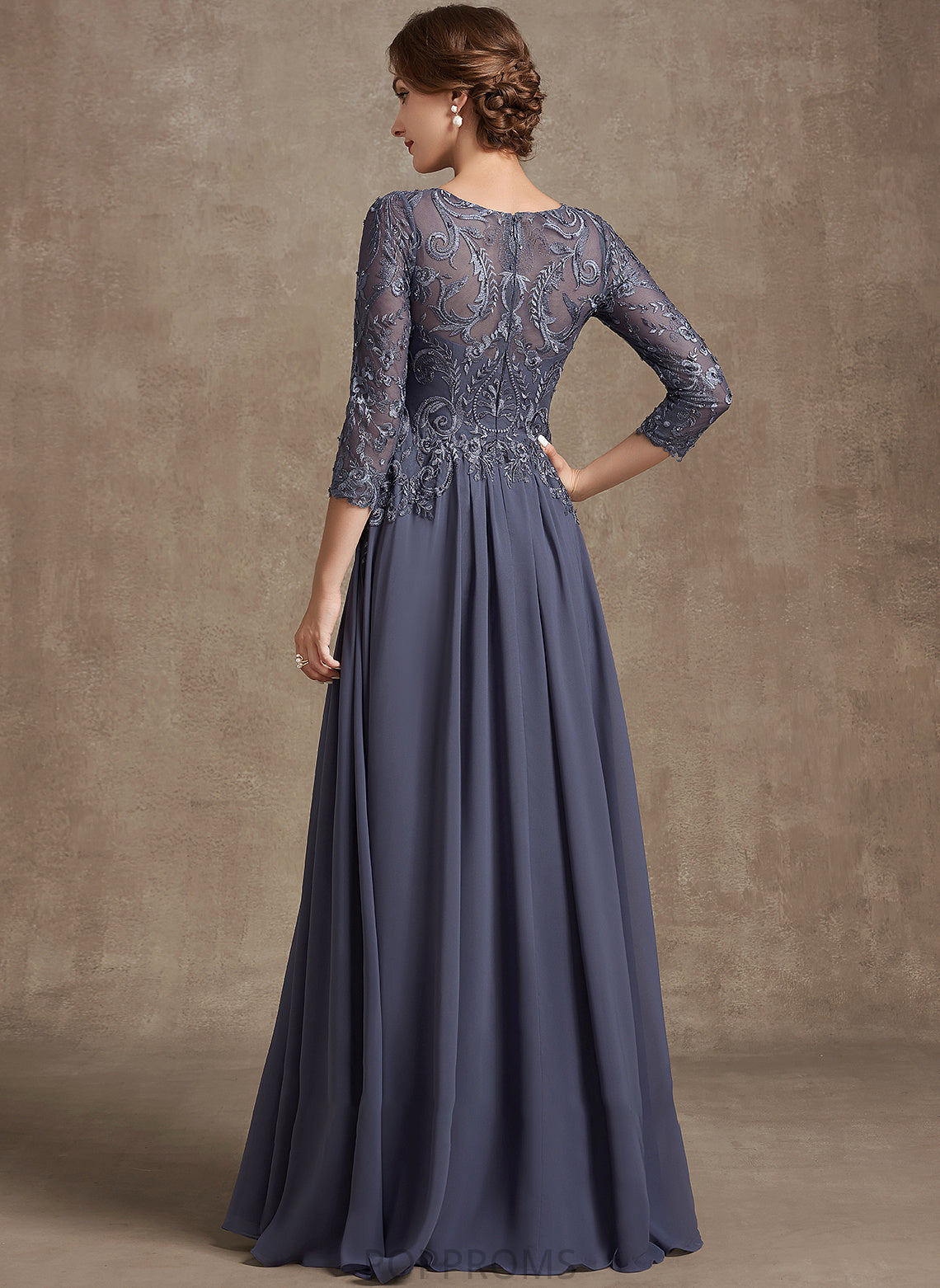 Neck Dress Mother of the Bride Dresses A-Line Floor-Length Chiffon Mother Lace the Amira of Scoop Bride