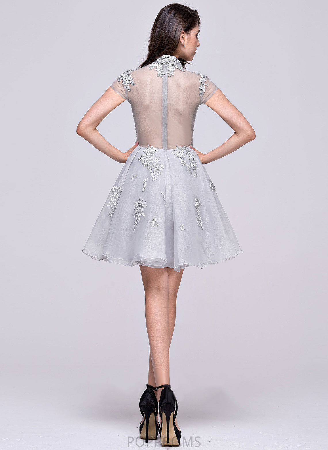 Homecoming Dresses Organza Lace With Dress Lace Short/Mini Appliques Neck A-Line Homecoming High Celia Tulle