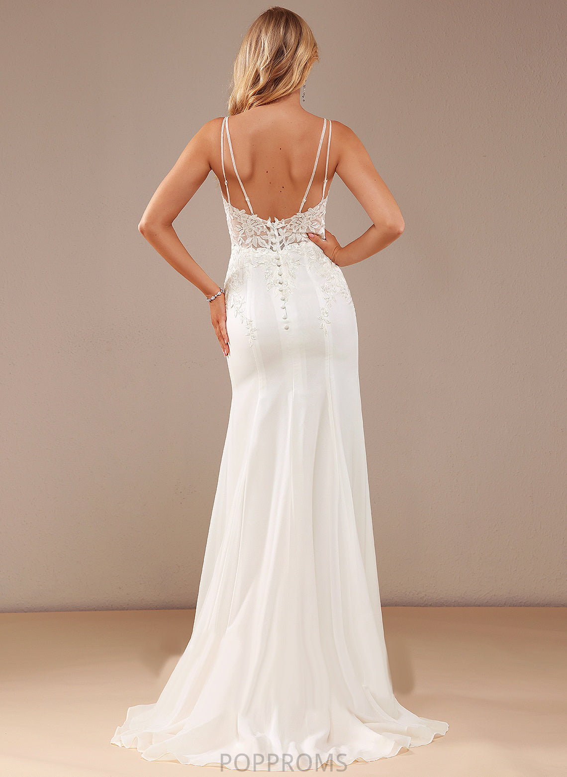 Lace Cierra Dress With V-neck Train Trumpet/Mermaid Wedding Dresses Lace Court Wedding Beading Chiffon