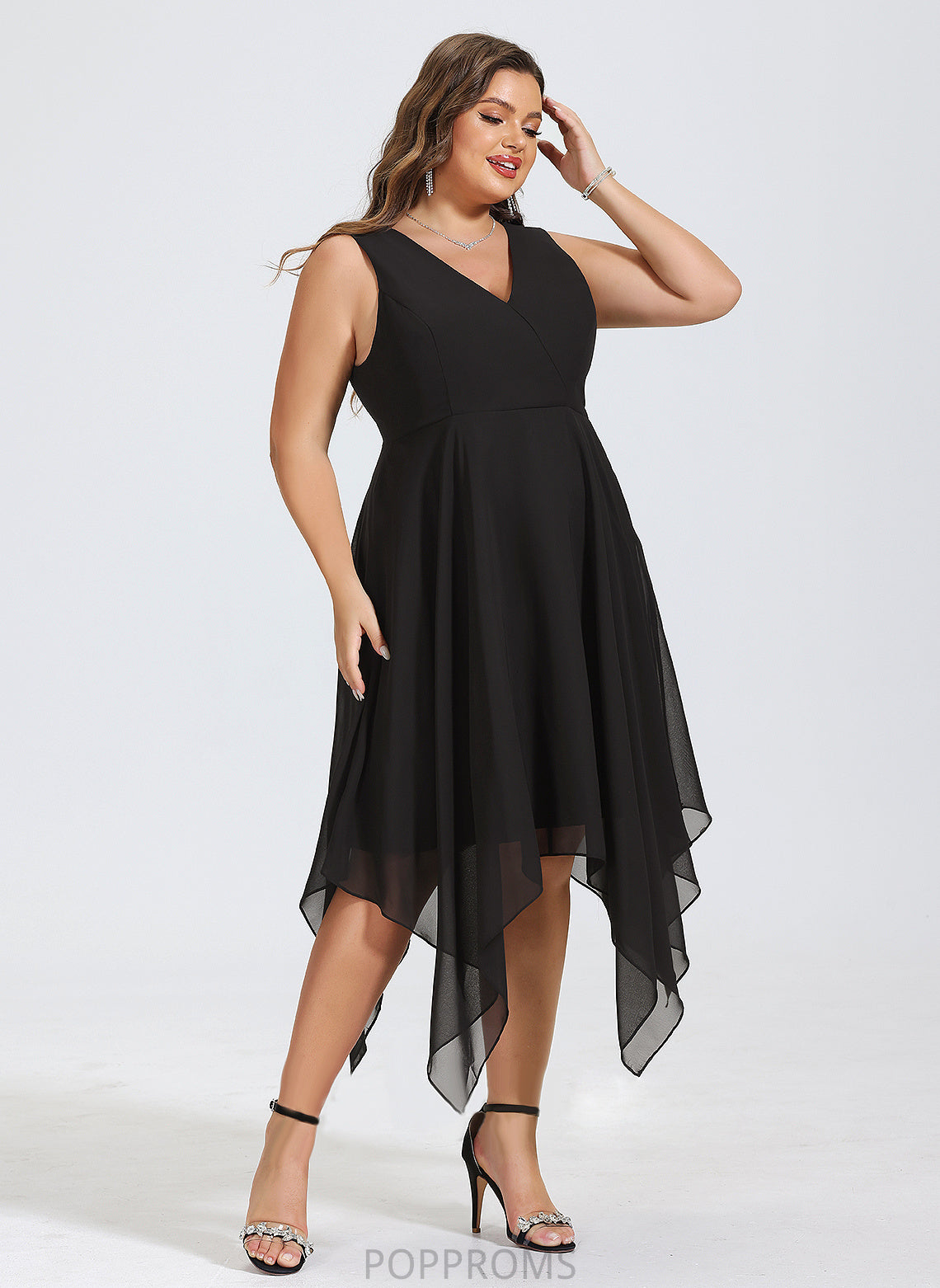 Courtney Chiffon Asymmetrical Dress Cocktail Dresses V-neck A-Line Cocktail