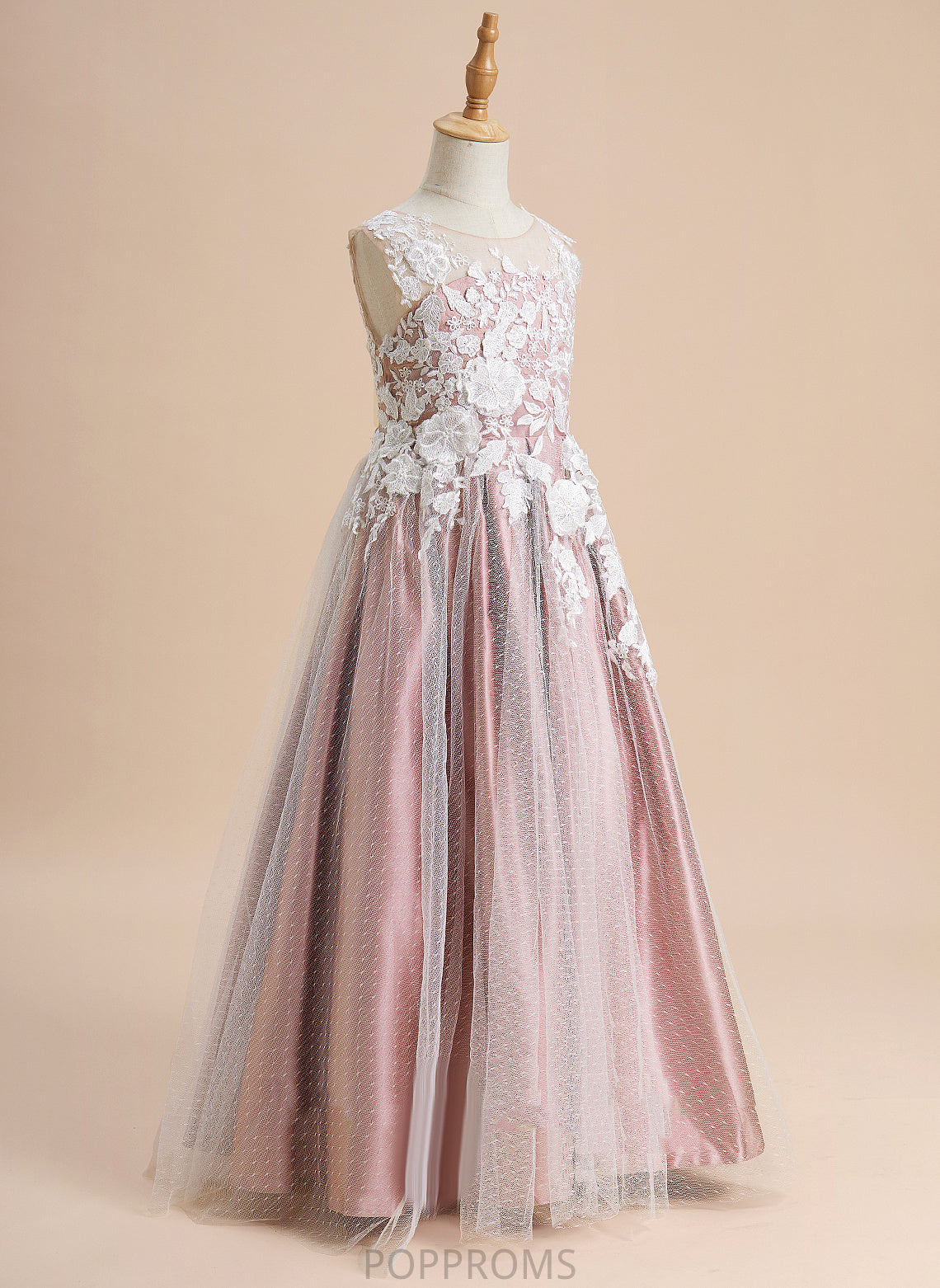 Scoop Floor-length Flower Girl With Tulle Neck Flower Girl Dresses Lace - Maritza Dress Sleeveless A-Line