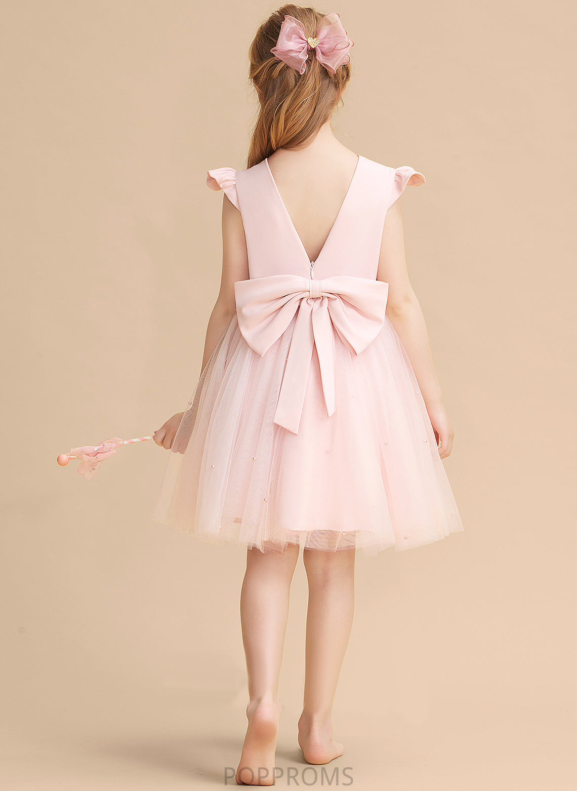 Girl - Flower Girl Dresses Neck Knee-length A-Line Flower Tulle Sleeveless With Dress Ruffles/Beading/Bow(s) Scoop Kayla