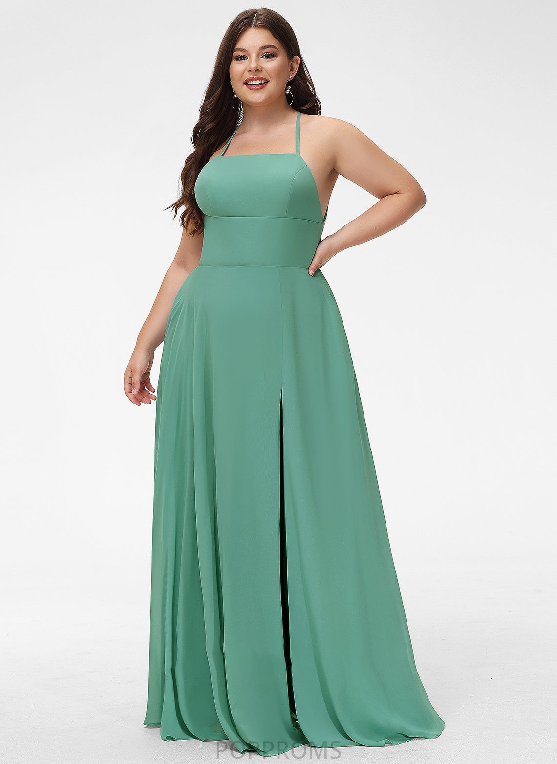 Silhouette SquareNeckline Floor-Length Length Neckline A-Line Embellishment Pockets Fabric SplitFront Alyson A-Line/Princess Bridesmaid Dresses