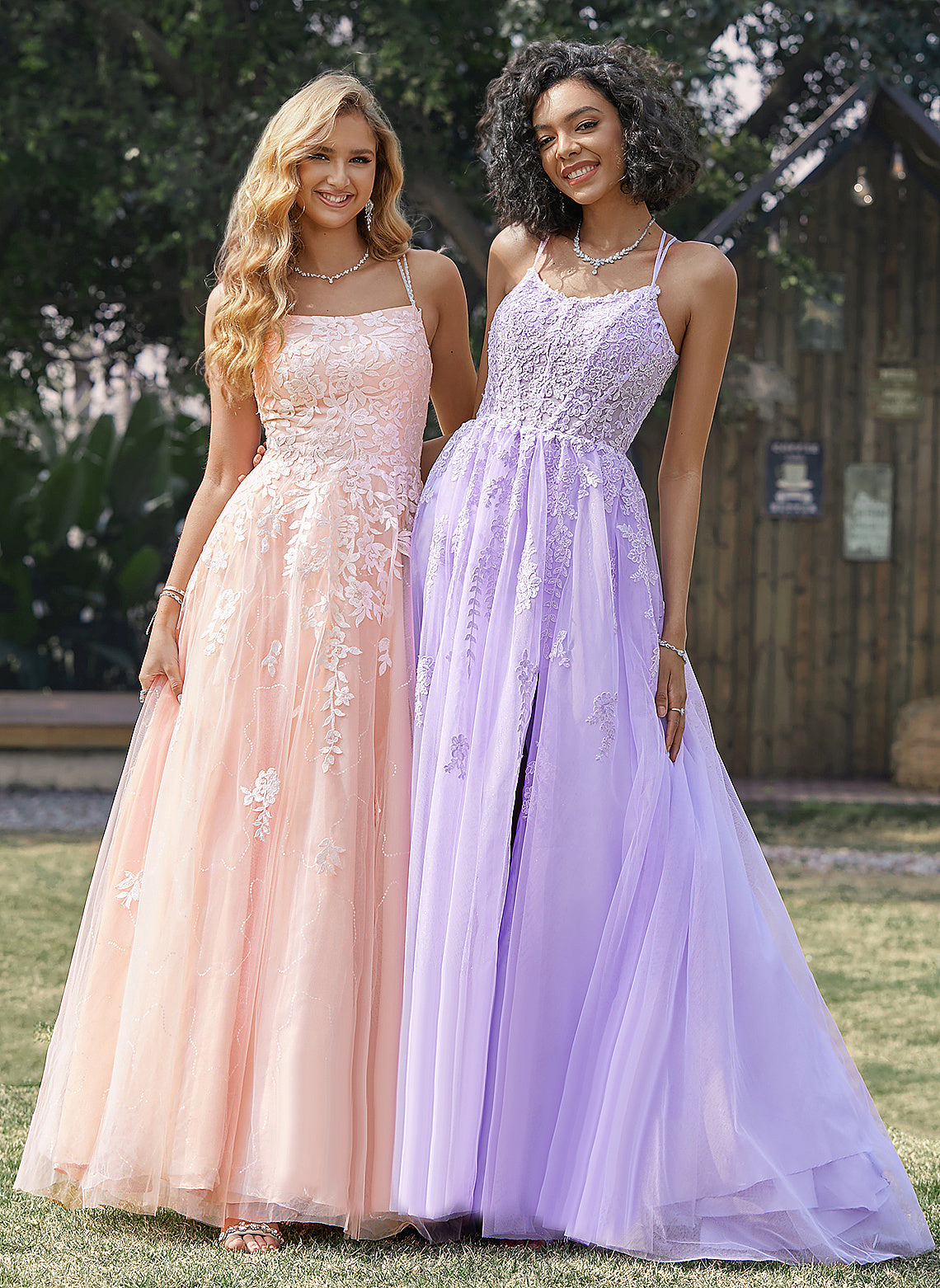 With Sweep Tulle Lace Train Lydia Prom Dresses Sequins Ball-Gown/Princess Scoop