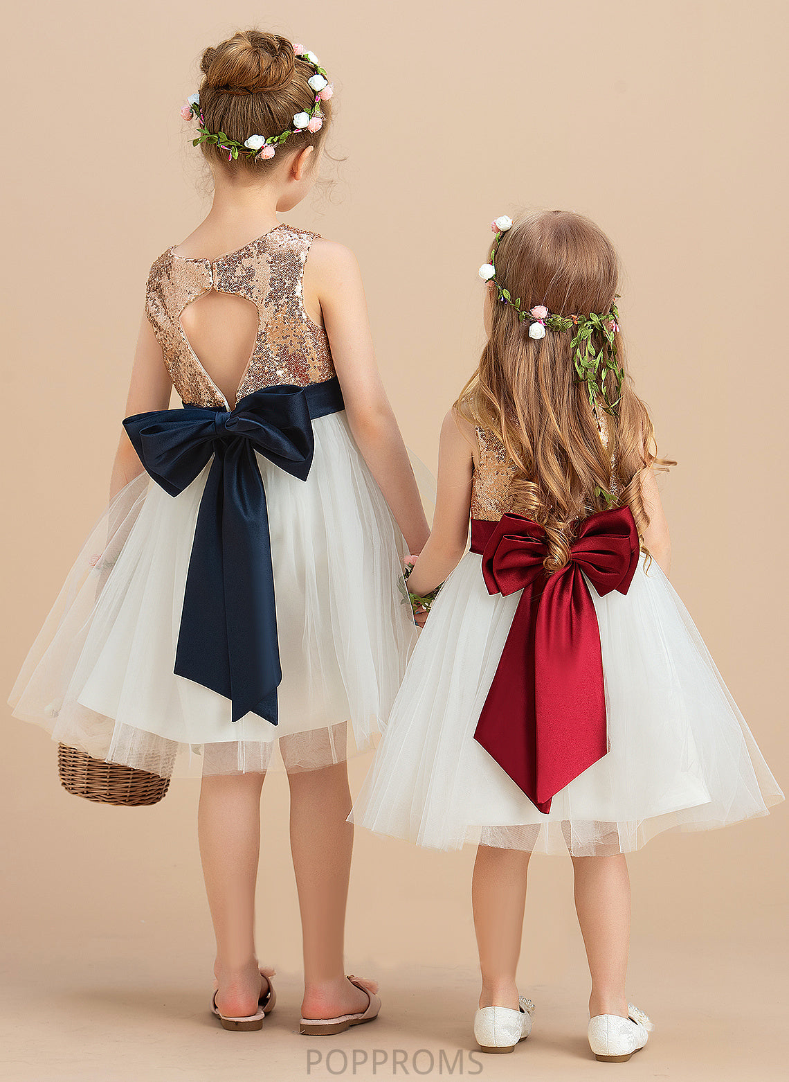 With sash) Neck A-Line Sleeveless Dress Satin/Tulle/Sequined Knee-length Girl (Undetachable Flower Girl Dresses Scoop Flower Shyanne Sequins/Bow(s) -