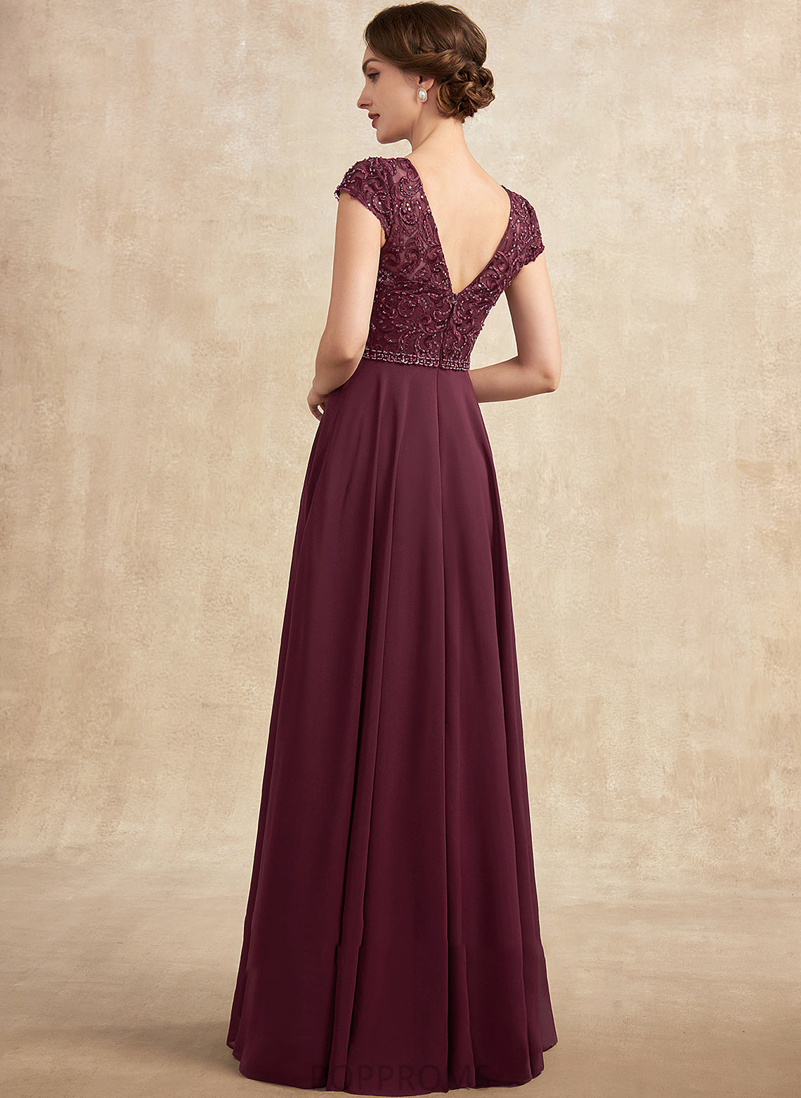 Sequins Mother of the Bride Dresses of Mother Dress Floor-Length the Chiffon A-Line Scoop Bride Neck Donna With Beading Lace