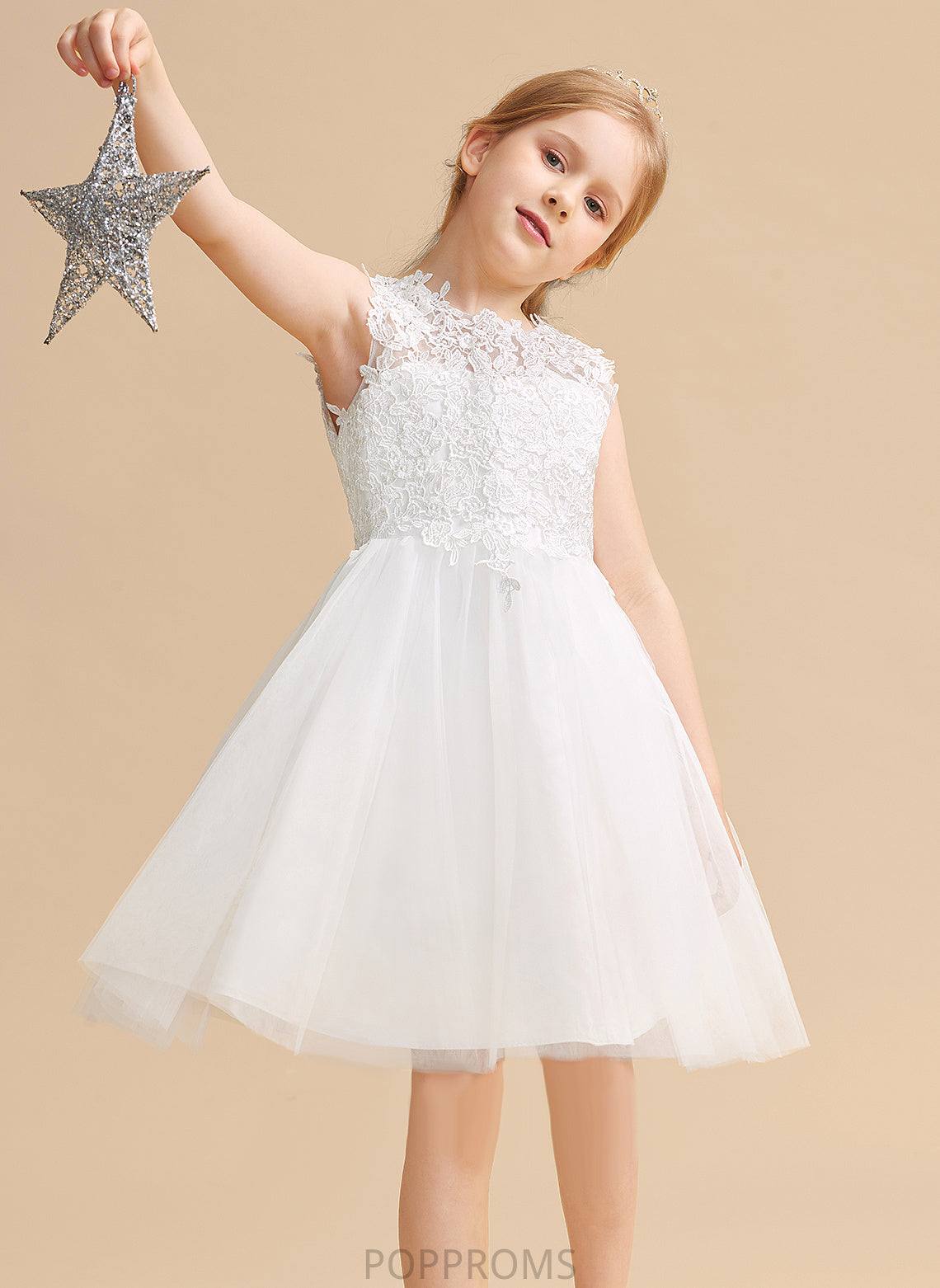 Dress Girl Hole With Back Flower Girl Dresses Scoop Neck Karly A-Line/Princess Satin/Tulle/Lace Knee-length Flower - Sleeveless