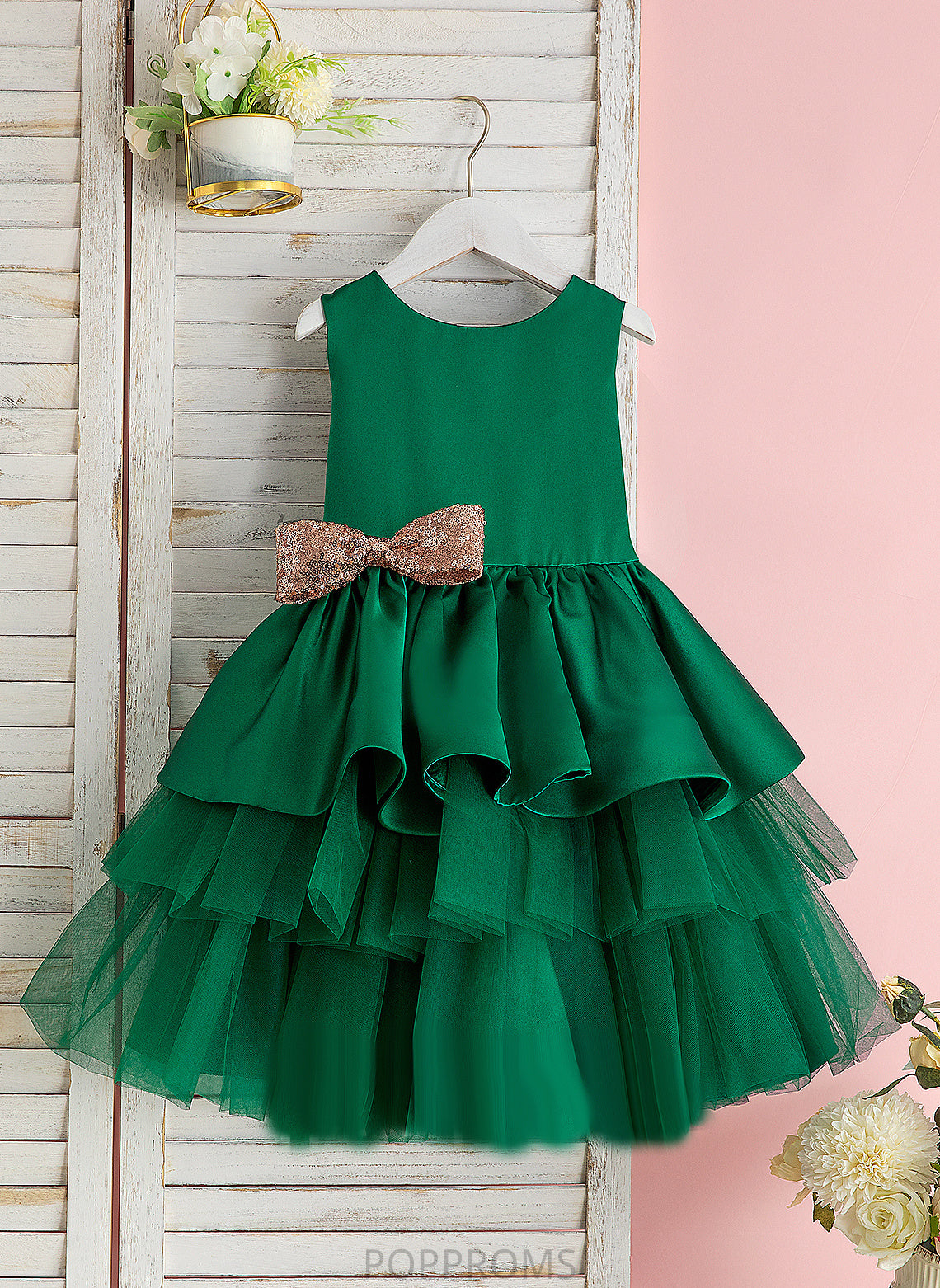 Scoop With Tulle Dress Ball-Gown/Princess Flower - Mckayla Flower Girl Dresses Girl Bow(s) Knee-length Neck Sleeveless