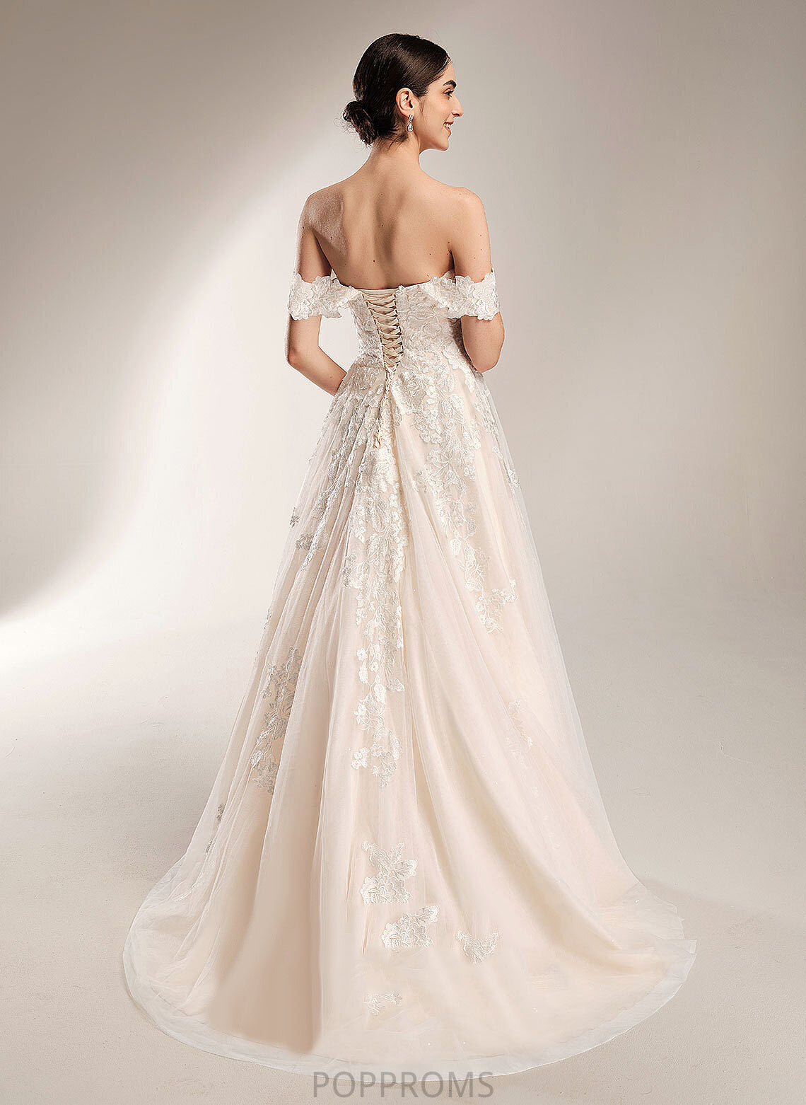 Wedding Dresses Wedding Lace Off-the-Shoulder Tulle Ball-Gown/Princess Dress Amya Train Chapel