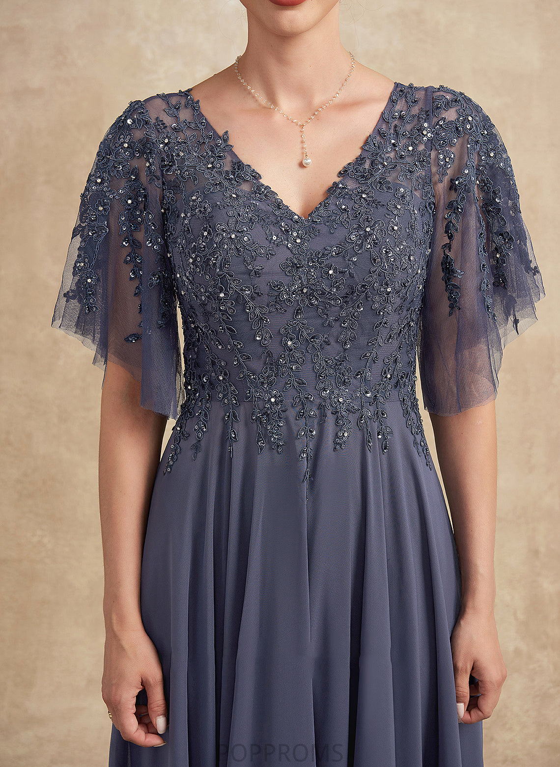 April Mother of the Bride Dresses With Mother Sequins A-Line the of Chiffon V-neck Floor-Length Beading Bride Lace Dress