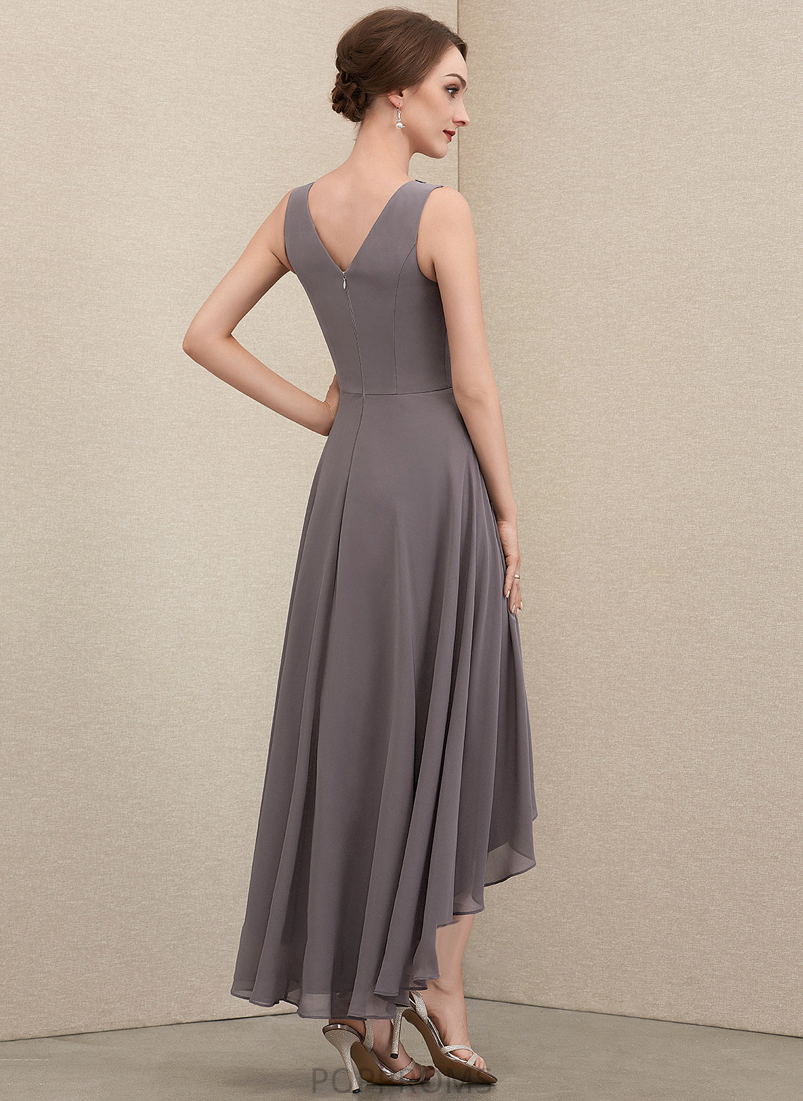 Asymmetrical Bride With Chiffon the Beading Mother of Dress Maya V-neck Mother of the Bride Dresses A-Line Sequins