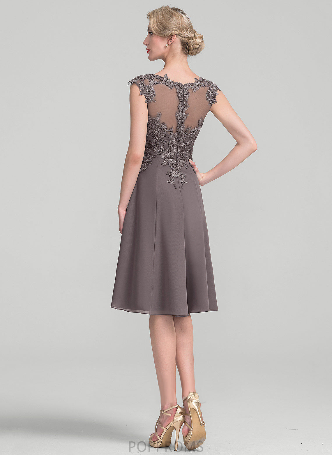 A-Line Knee-Length Dress Mother Bride Mother of the Bride Dresses the of Chiffon Mollie Neck Scoop Lace