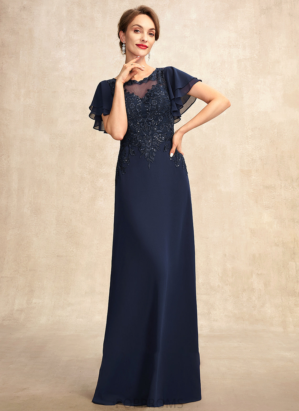 A-Line Neck Sequins the Chiffon Scoop Lace With Floor-Length Mother Dress Katie Mother of the Bride Dresses Bride of