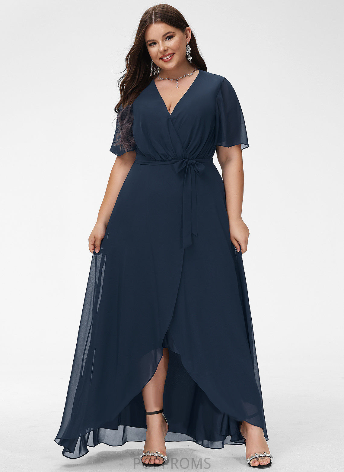 Chiffon Cocktail Dresses V-neck Asymmetrical Bow(s) Mylie Dress With A-Line Cocktail