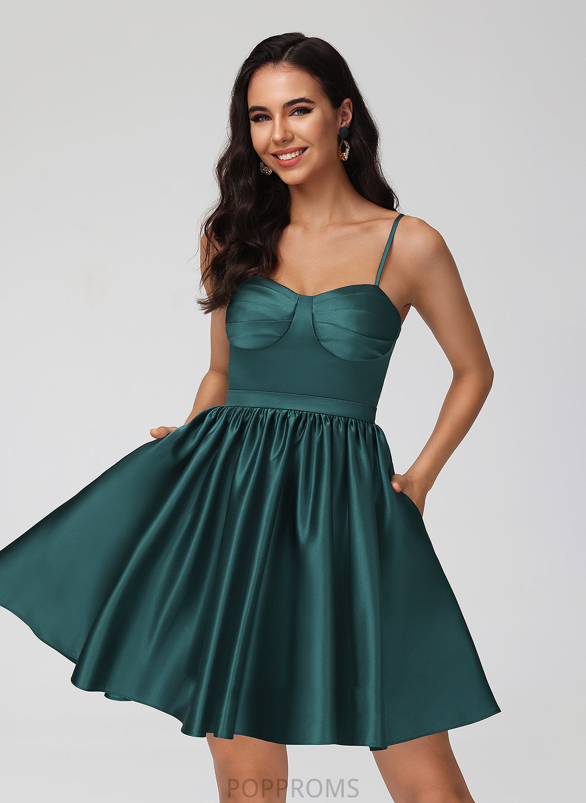 Sweetheart Pockets With Homecoming Dresses Dress A-Line Alyssa Satin Homecoming Short/Mini