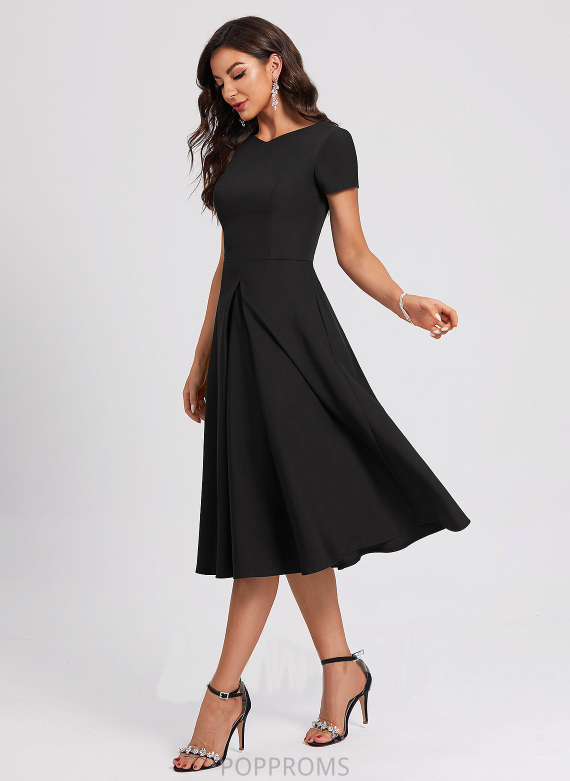 Cocktail Crepe Kaya Stretch Dress V-neck Cocktail Dresses A-Line Knee-Length