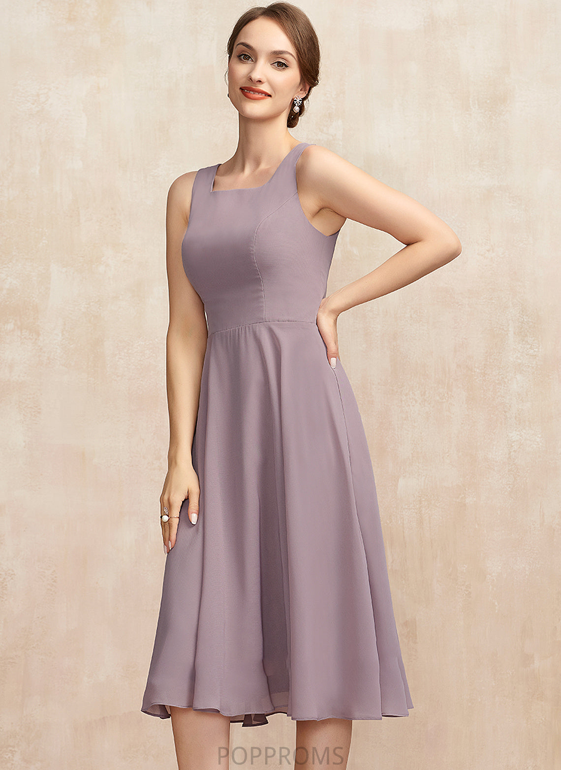 Chiffon Knee-Length Square A-Line Mother of the Mother of the Bride Dresses Bride Neckline Dayami Dress