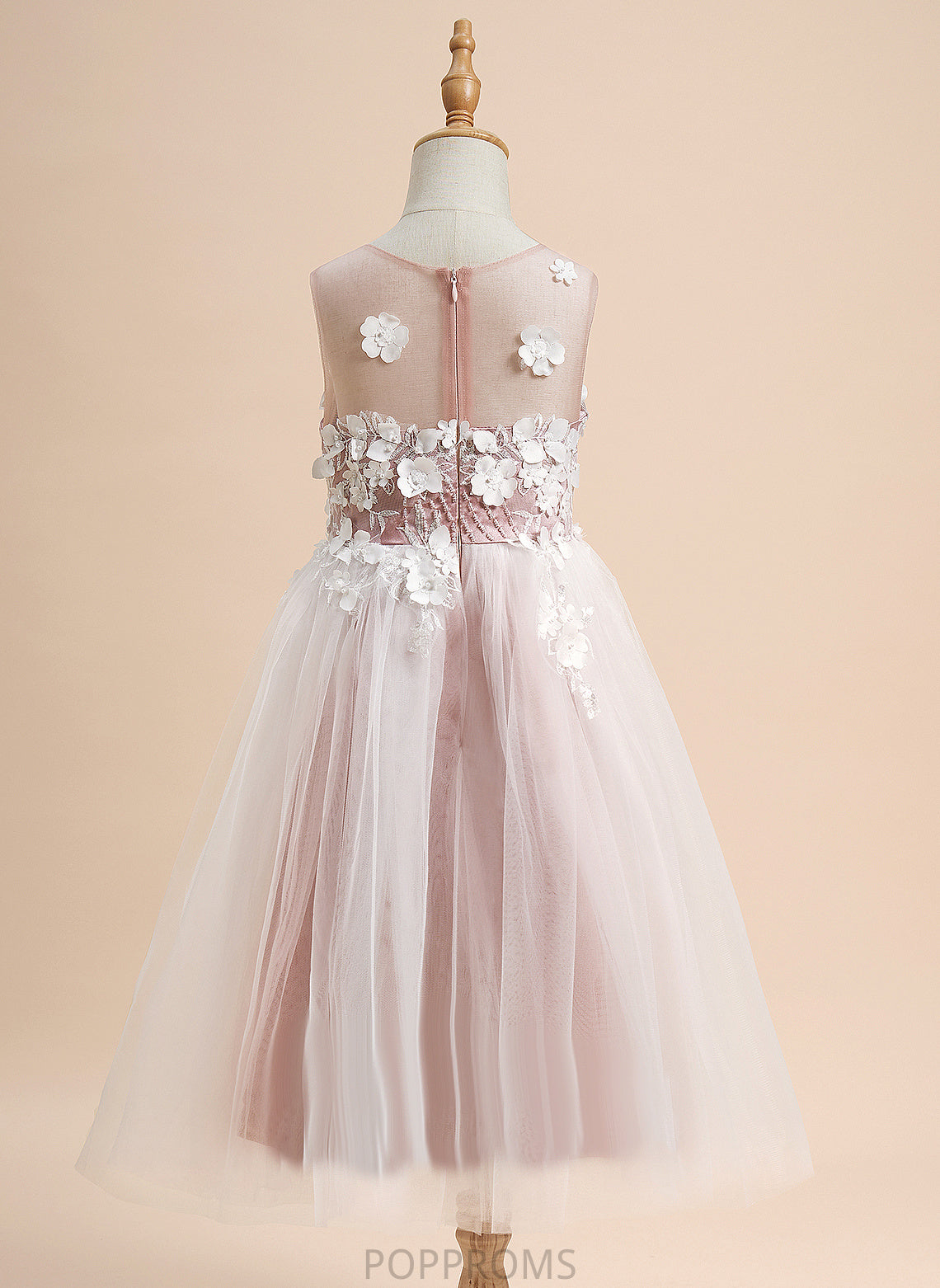 Flower Scoop Tulle Lace/Beading/Flower(s) A-Line Harper - Flower Girl Dresses Girl Sleeveless With Tea-length Dress Neck