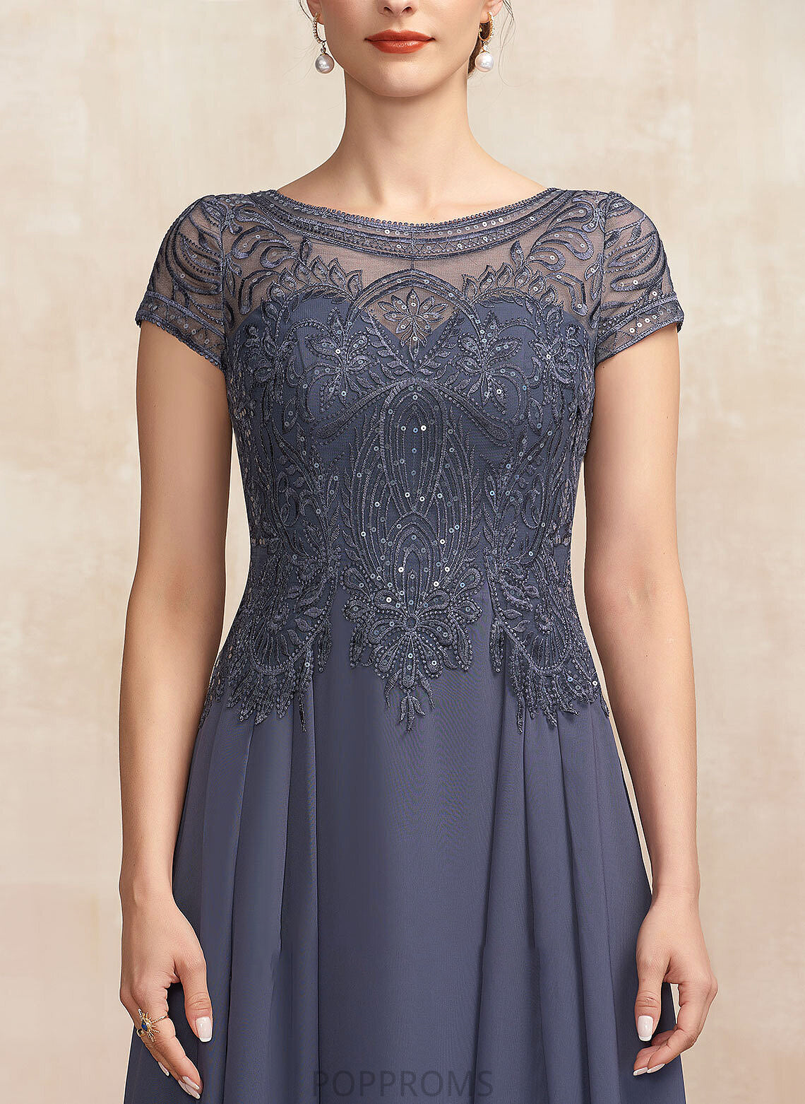 Mother of the Bride Dresses the Bride Mother Neck Sequins Scoop Asymmetrical A-Line Lace With of Dress Jaylynn Chiffon