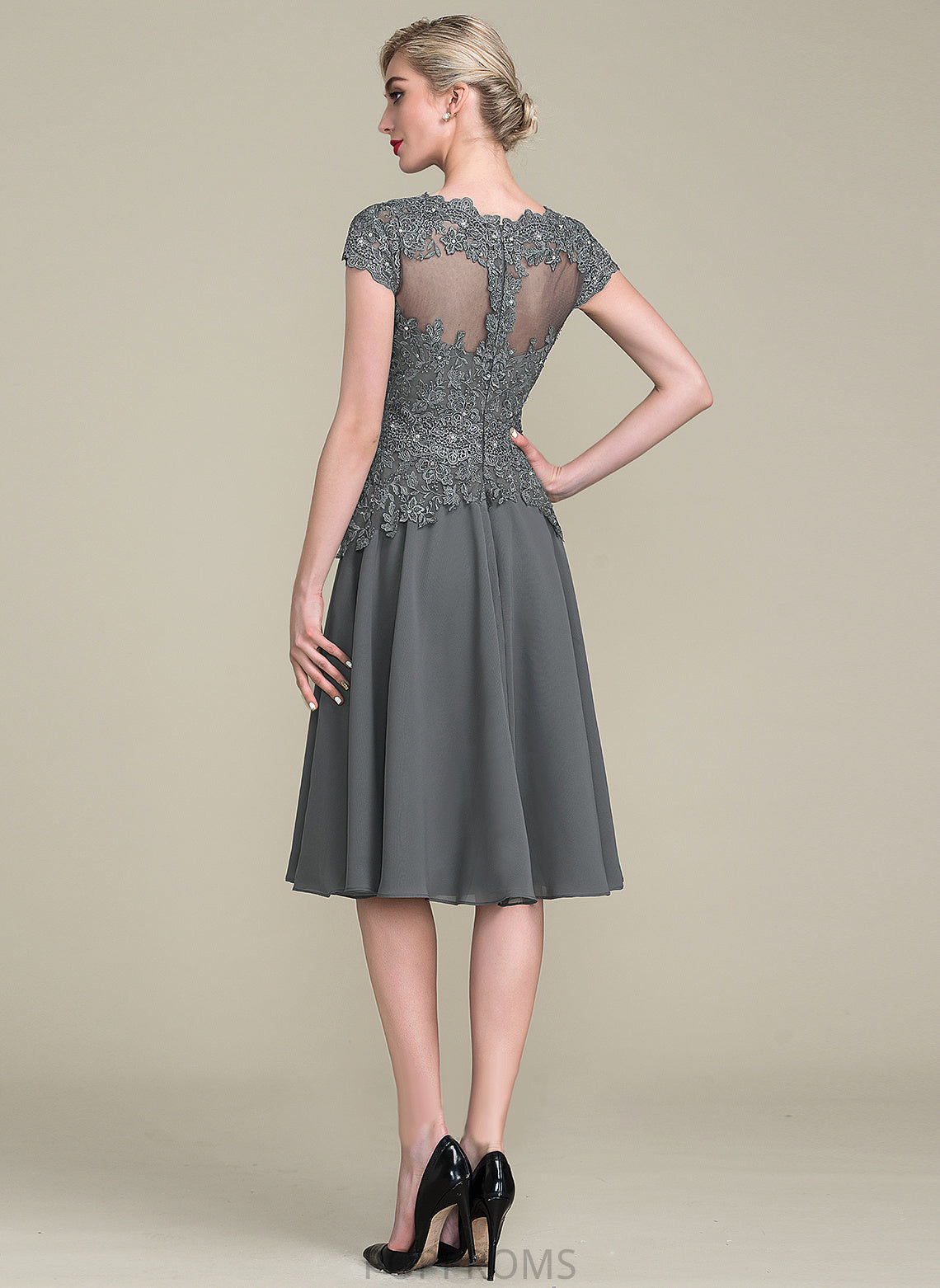 With Mother of the Bride Dresses Mother Knee-Length Dress A-Line Miriam V-neck the Beading of Bride