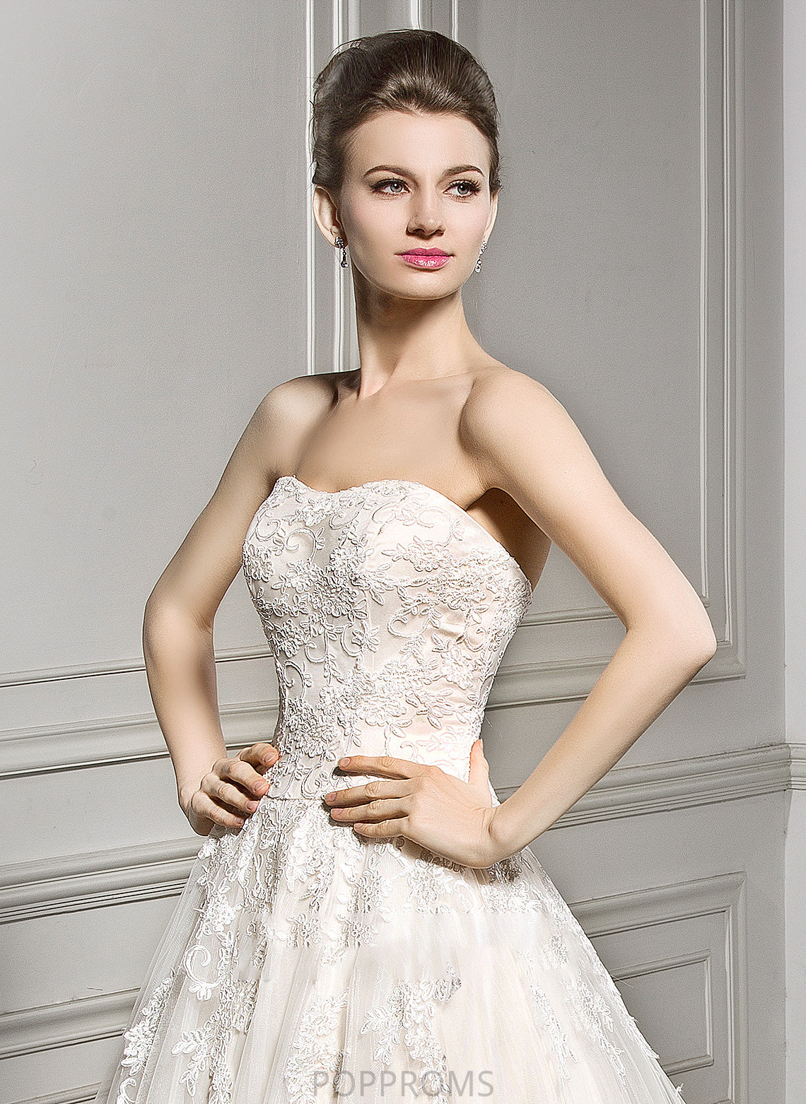 Wedding Dresses Tulle Angelina Ball-Gown/Princess Court Sweetheart Lace Train Dress Wedding