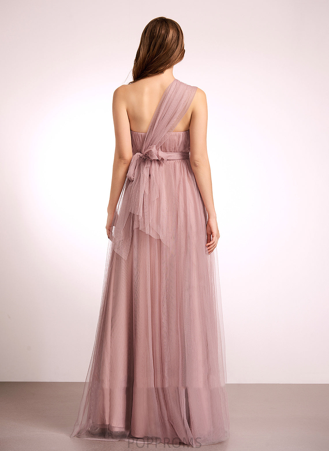 Floor-Length Tulle Neckline Off-the-Shoulder Fabric Length One-Shoulder Silhouette A-Line V-neck Straps Kristina Bridesmaid Dresses