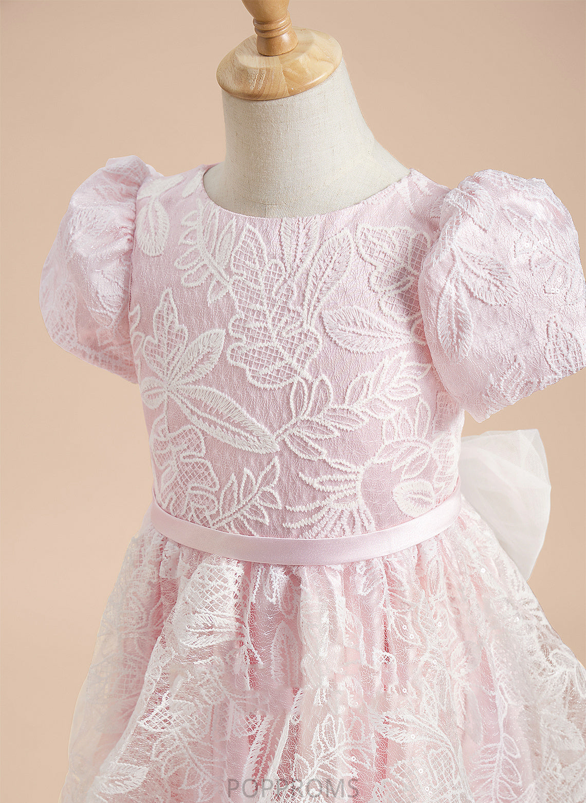 With Dress Flower Knee-length Short Meg Sleeves Girl Scoop Neck - A-Line Satin/Tulle Lace/Sequins/Bow(s) Flower Girl Dresses