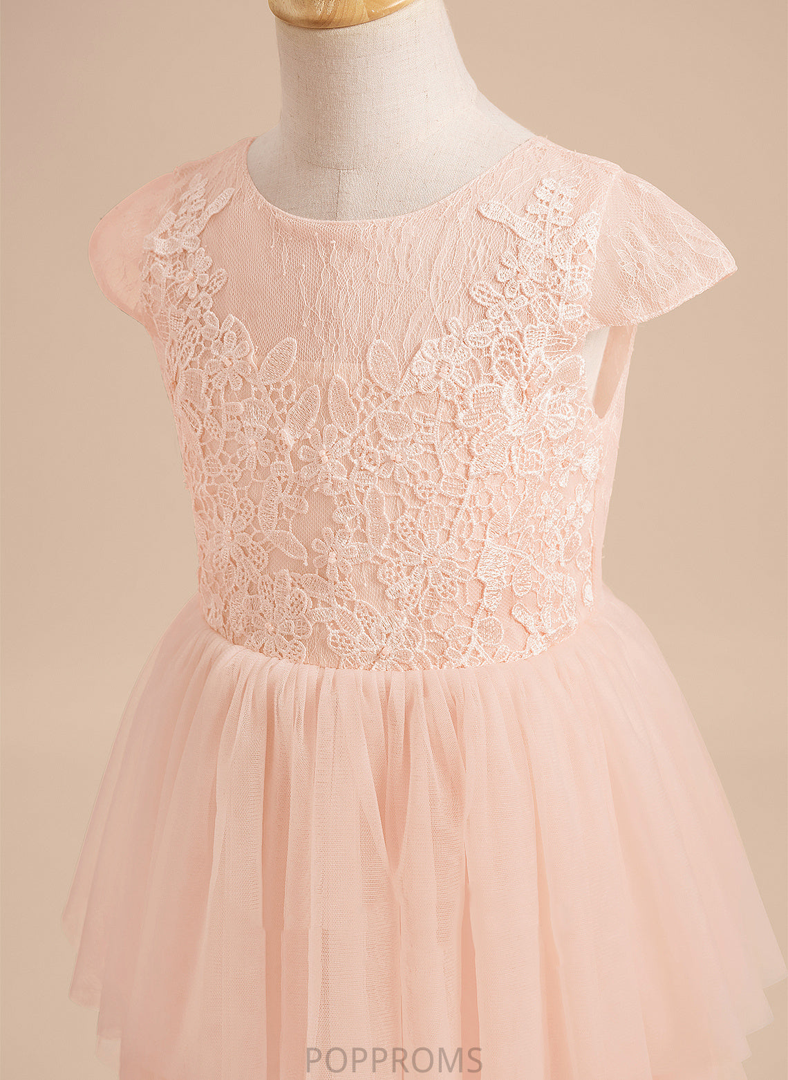 - Scoop Neck Tulle Lace/V Knee-length Brynn Girl Short Sleeves Flower Girl Dresses Back Dress A-Line With Flower