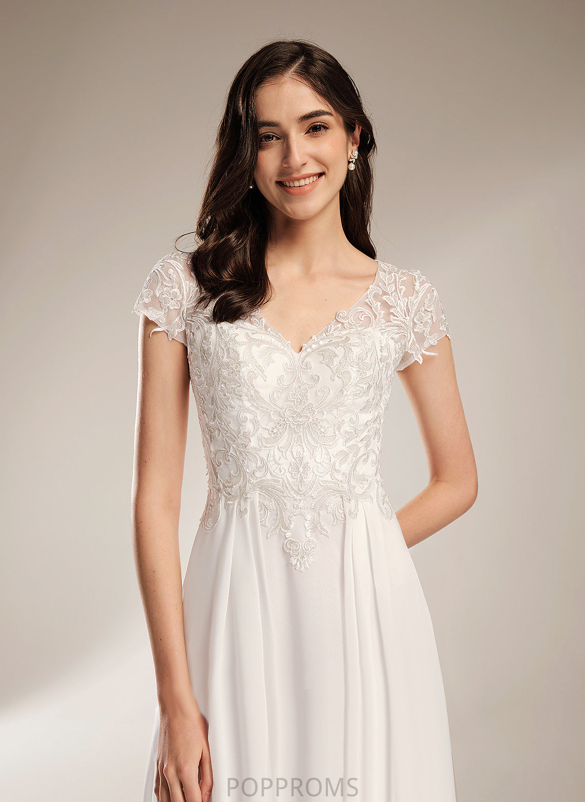 Chiffon Myah Dress V-neck With A-Line Wedding Dresses Lace Wedding Asymmetrical