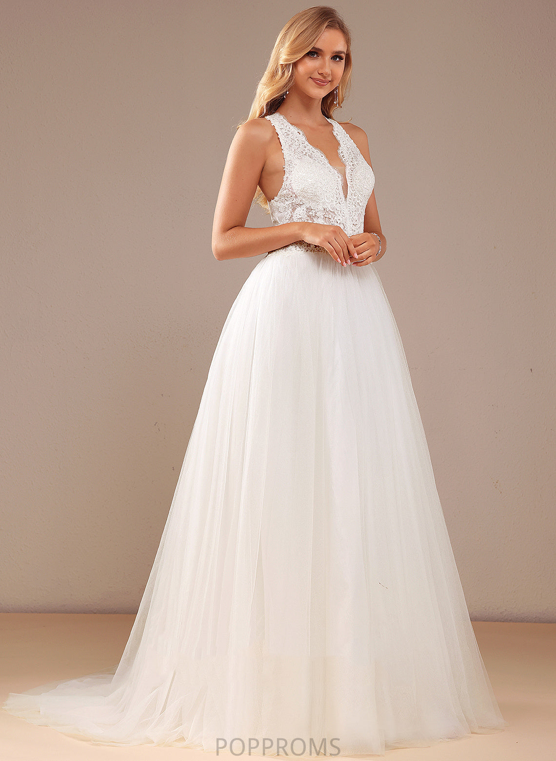 With Sequins Train Nyasia Court Lace Ball-Gown/Princess Wedding Dresses Wedding Dress V-neck Lace Tulle