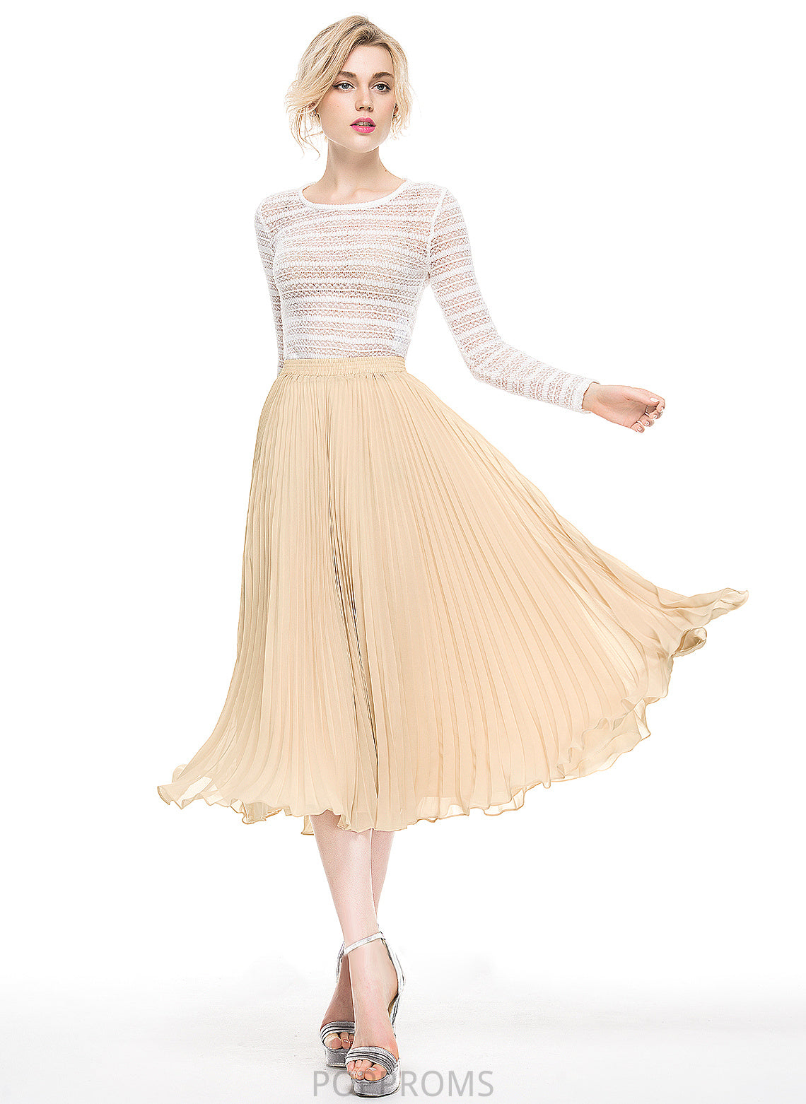 Skirt Dakota Pleated A-Line/Princess Tea-Length With Cocktail Dresses Chiffon Cocktail