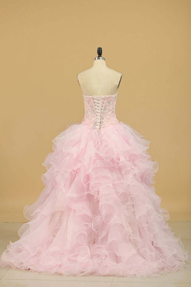 2024 Ball Gown Sweetheart Organza Quinceanera Dresses Court Train Detachable