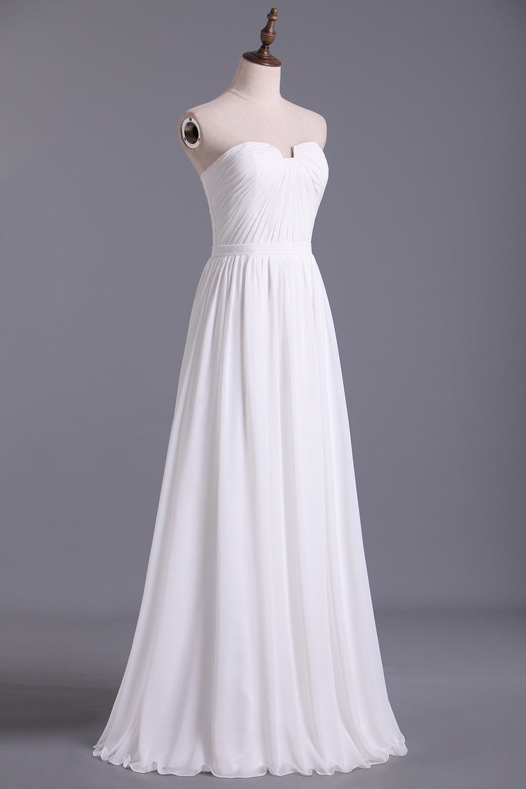 2024 Chic Prom Dresses Long A Line Strapless Chiffon Ivory Color Petite Size Under 200