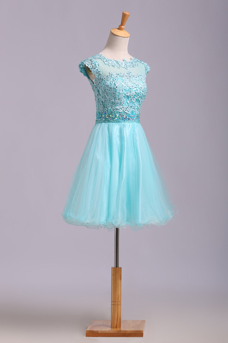 2024 Homecoming Dresses A Line Scoop Short/Mini Tulle&Lace