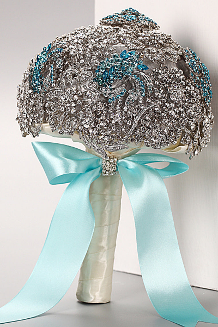 Round Shape Wedding Bouquet Acrylic Cristal Beads With Ribbon Handle (26*18cm)