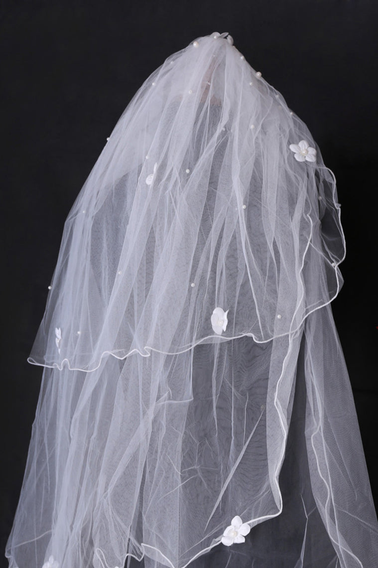 Three-Tier Cathedral Bridal Veils With Pencil Edge