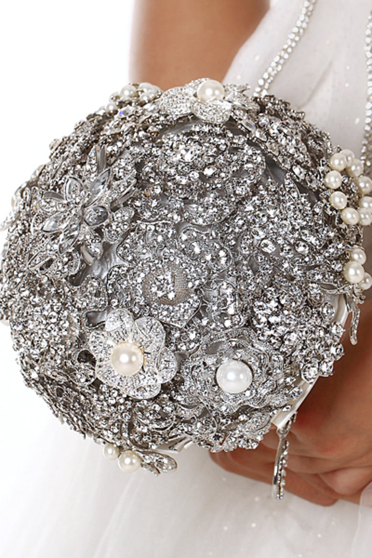 Acrylic Crystal Beads With Ribbon Handle Wedding Bouquet (26*18cm)