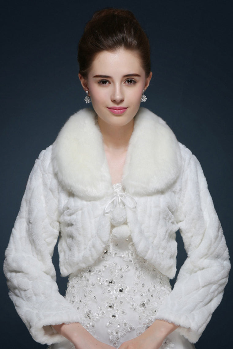 Wedding Faux Fur Shrugs Long Sleeves Wedding Wraps