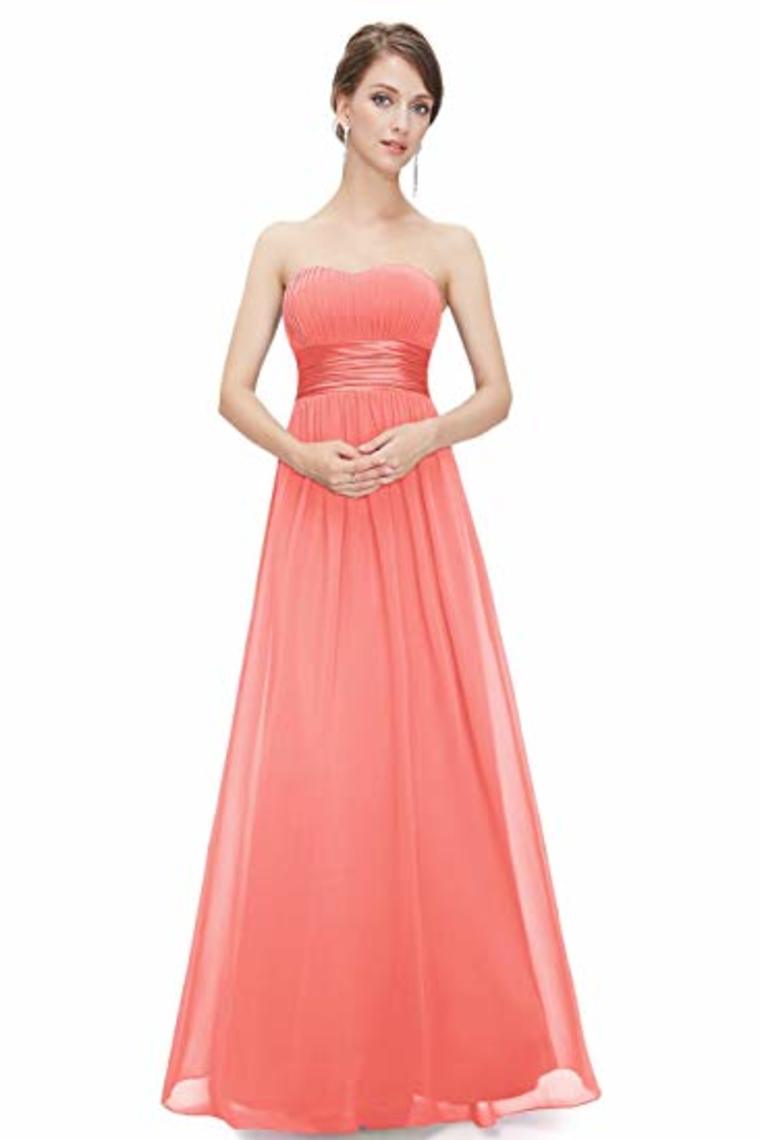 Chiffon Sweetheart Neck A Line Sleeveless Wedding Bridesmaid Long Evening  Festive Party Dress