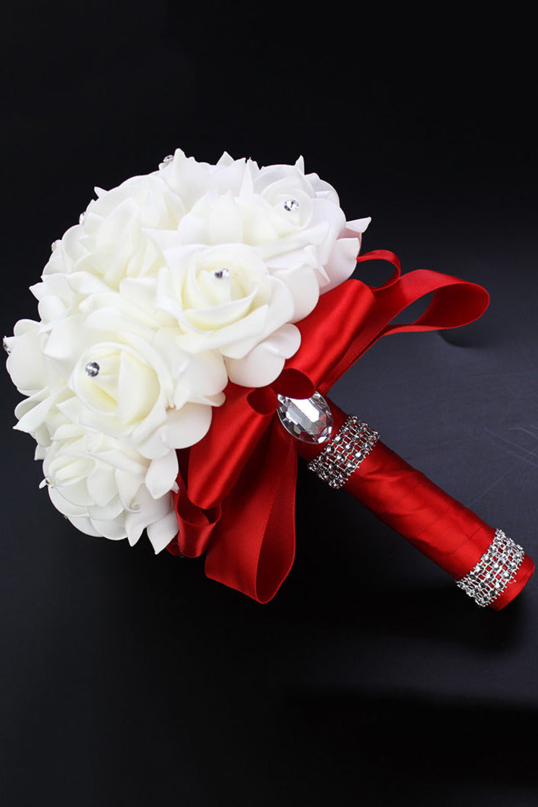 Bridal Flowers Round Roses Acrylic Crystal Wedding Bouquets (24*18cm)