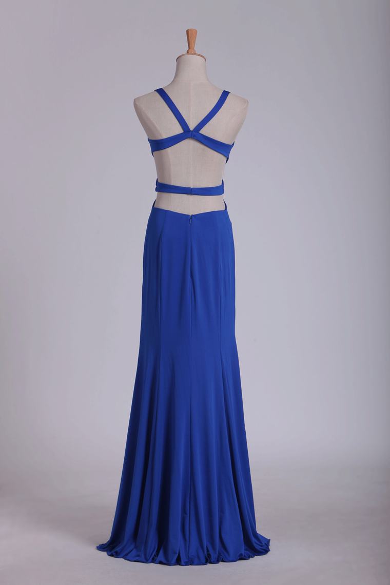 2024 Prom Dresses Straps Spandex Mermaid Floor Length Open Back