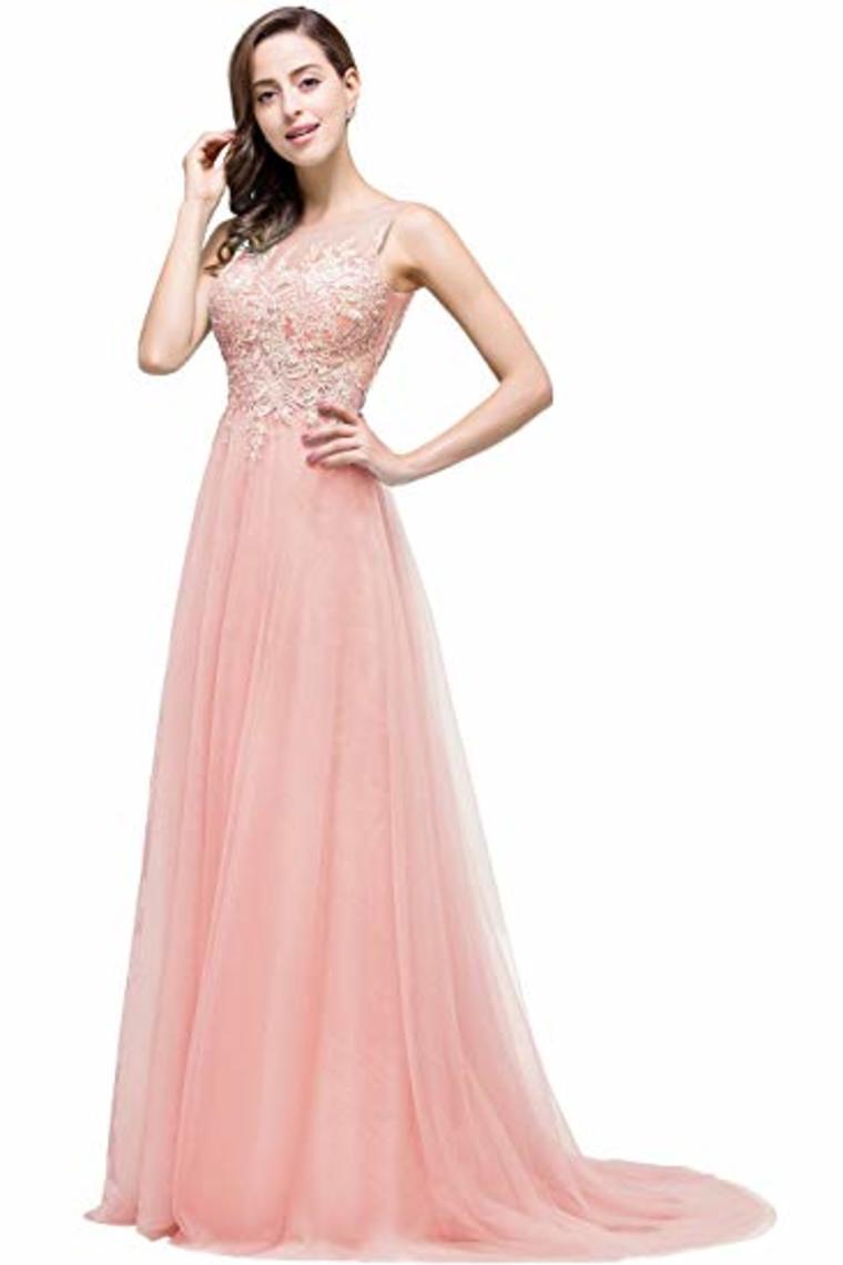 Lace Tulle Sleeveless Evening Dress Ball Gown Wedding Bridesmaid Backless Long Dress