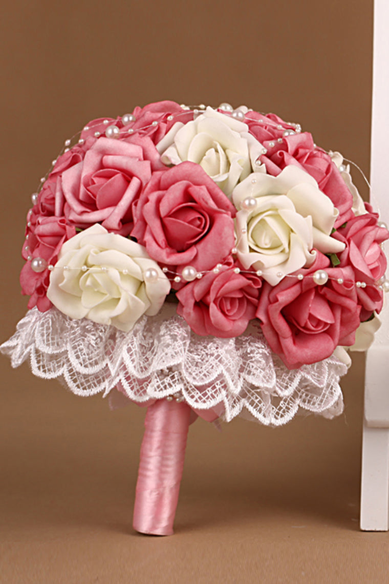 Beautiful Pearl Round Roses Bouquets Wedding Flowers (22*20cm)