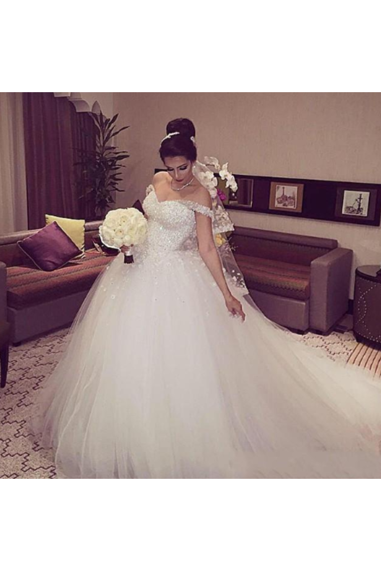 Charming Off The Shoulder Wedding Dresses Elegant Beads&Sequins