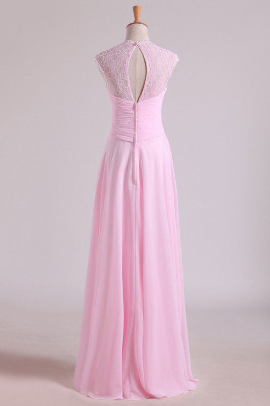 2024 V-Neck Bridesmaid Dresses A-Line Floor-Length With Ruffles