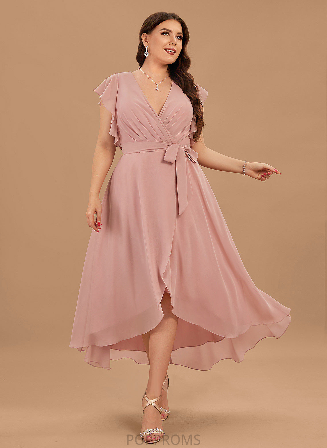 Cocktail Chiffon Alexandra Cocktail Dresses Dress Asymmetrical Ruffle With A-Line V-neck