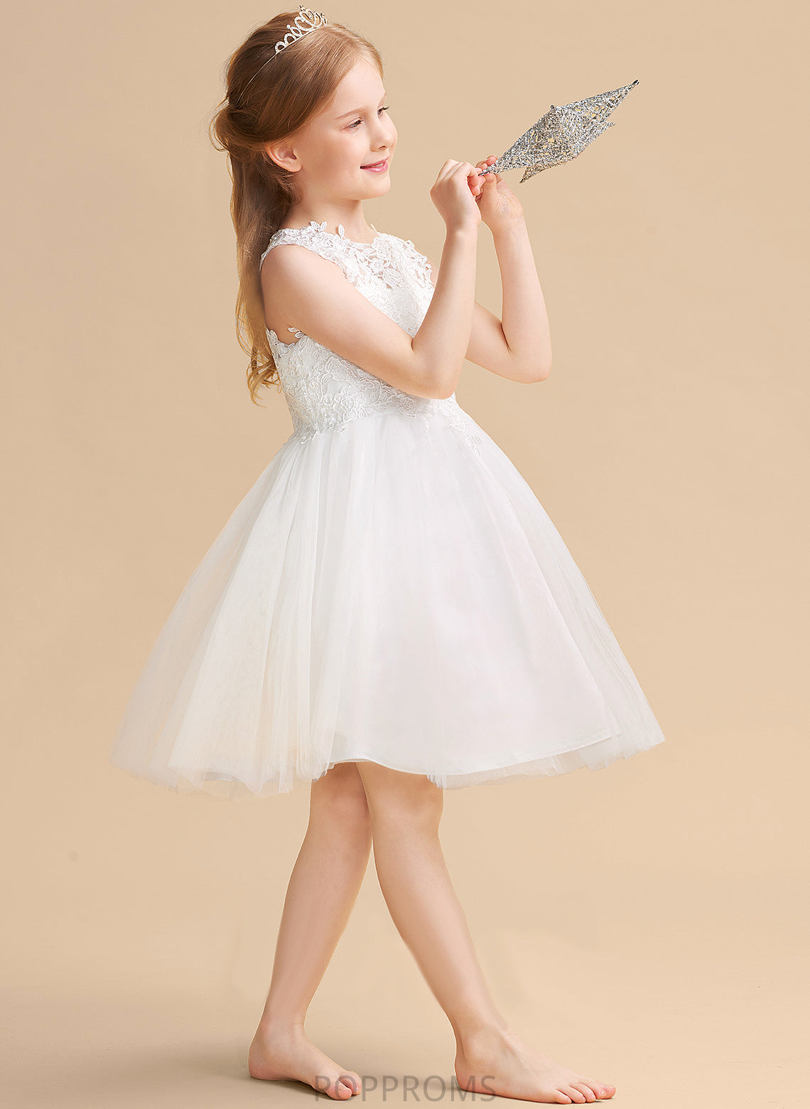 Dress Girl Hole With Back Flower Girl Dresses Scoop Neck Karly A-Line/Princess Satin/Tulle/Lace Knee-length Flower - Sleeveless