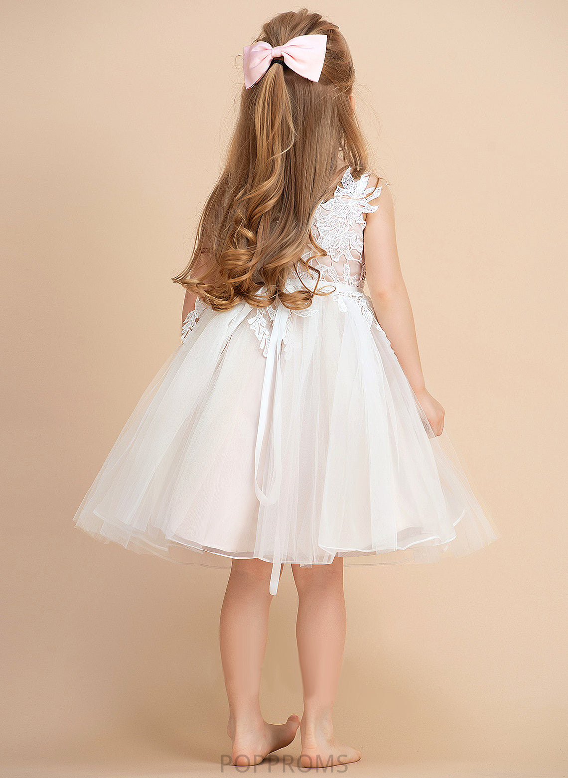 V-neck/Straps A-Line Tulle/Lace Dress Flower Girl Dresses Girl Flower Monique Knee-length Sleeveless -